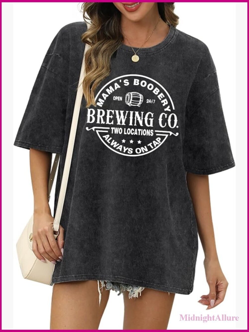 Maternity Nursing T-Shirt with Side Zipper, Cotton Oversized Graphic Tee
